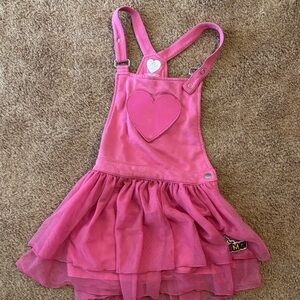 Girls Pink Heart Pinafore Dress